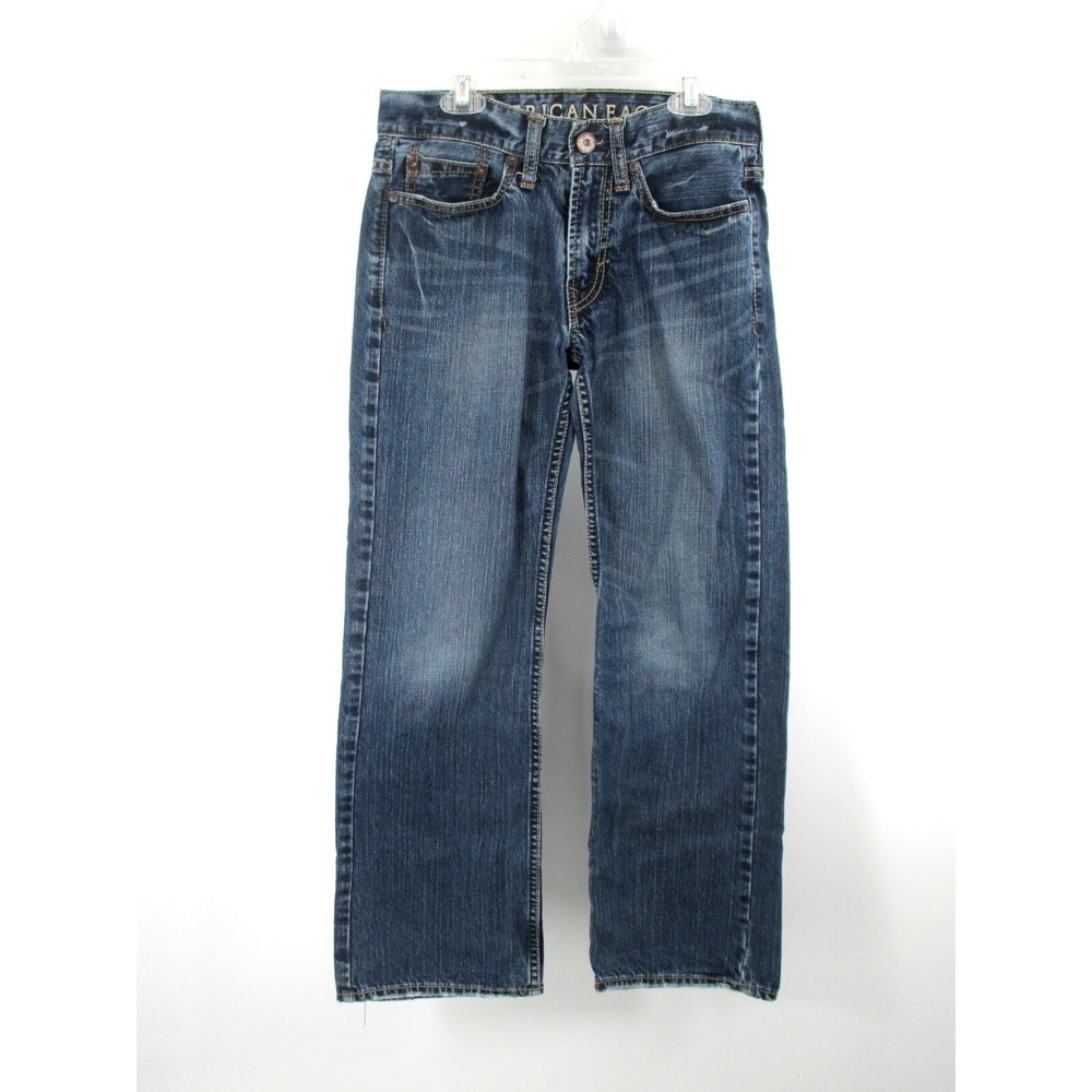 AMERICAN EAGLE Low Rise Bootcut Jeans Men 26/28 Indigo Blue Denim Relaxed Fit